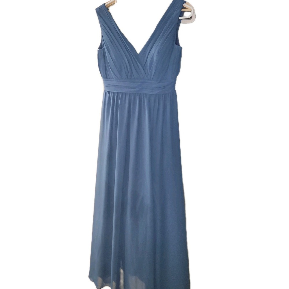REVELRY Women's Blue Chiffon Dress Sz 6 Bridesmaid Wedding Guest Mother Of Bride